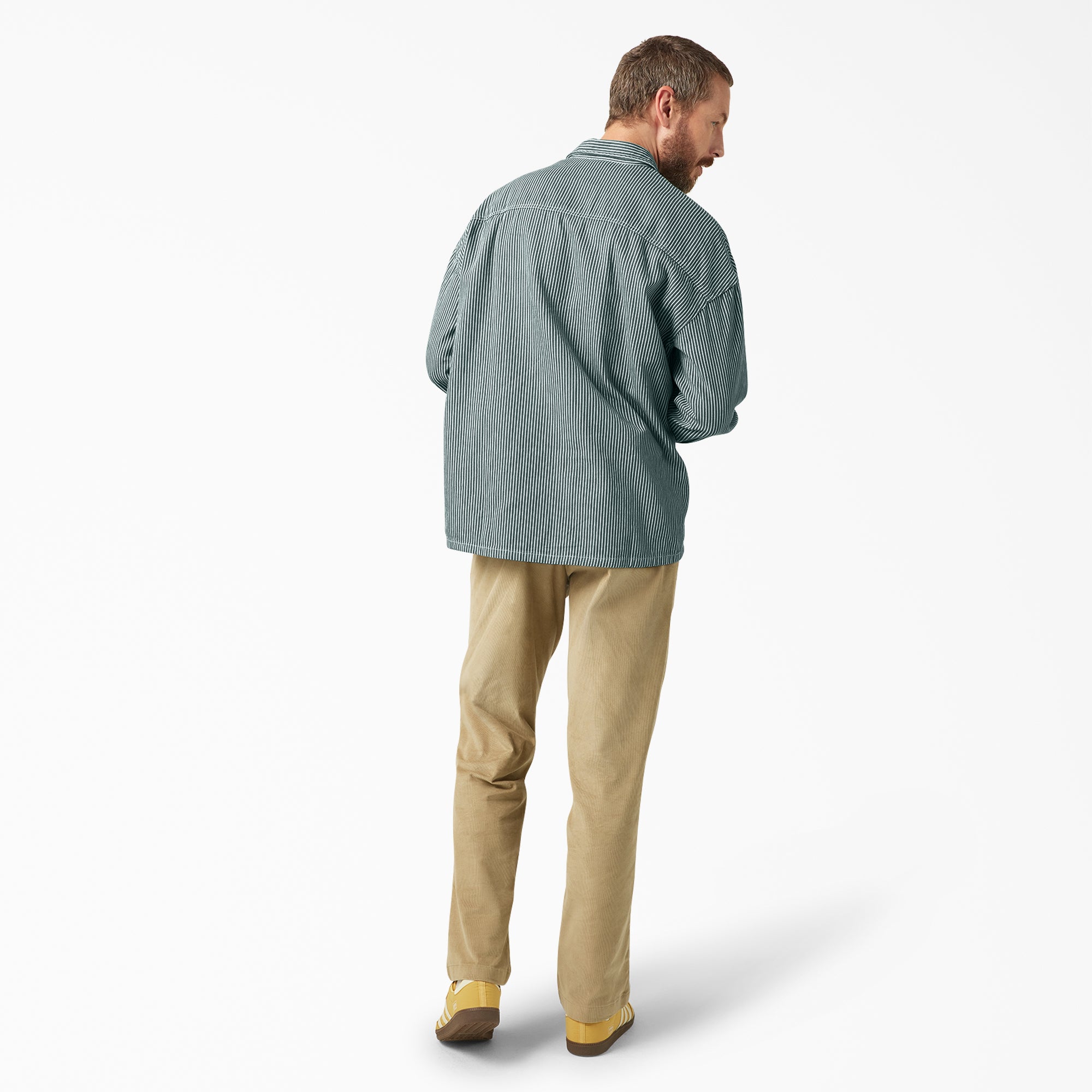 "Hickory Stripe Button-Up Shirt"