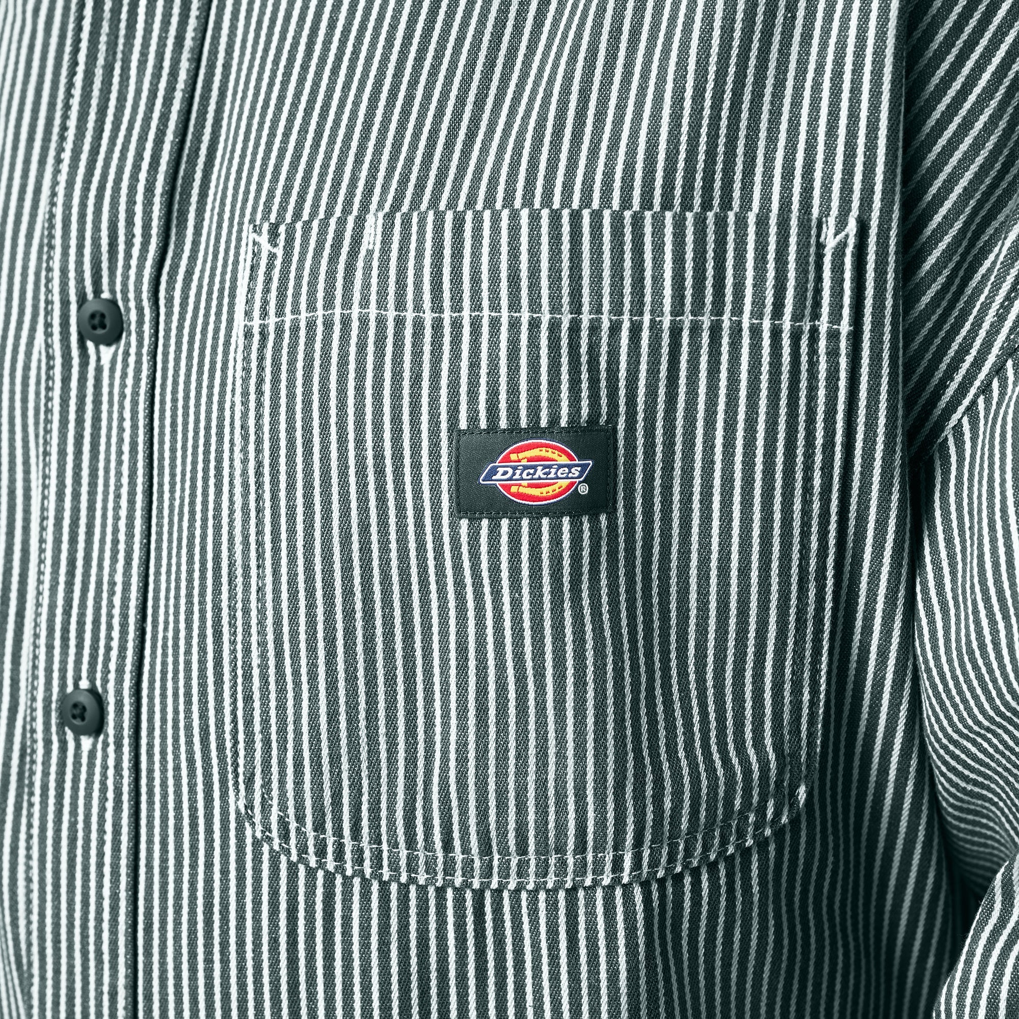 "Hickory Stripe Button-Up Shirt"
