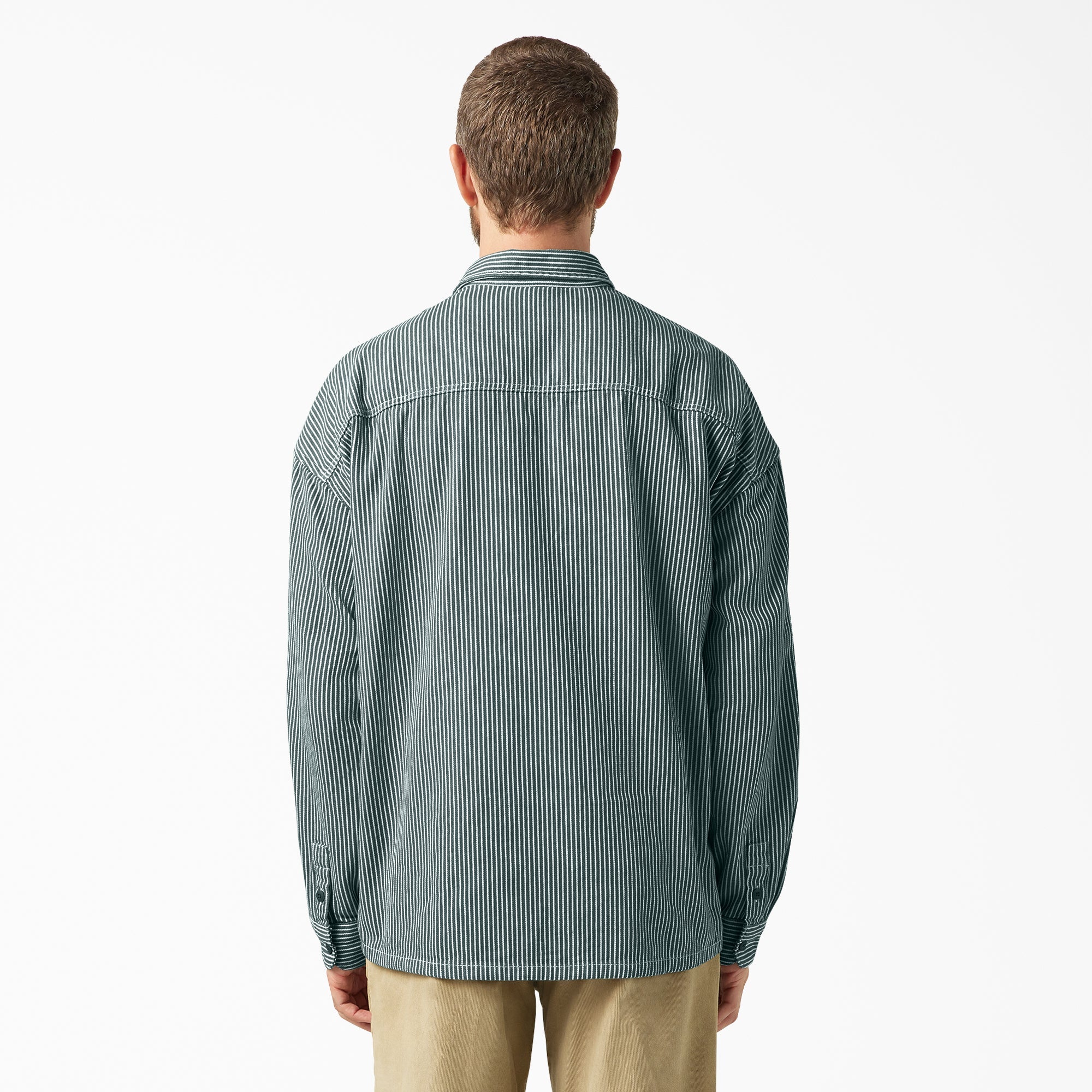"Hickory Stripe Button-Up Shirt"