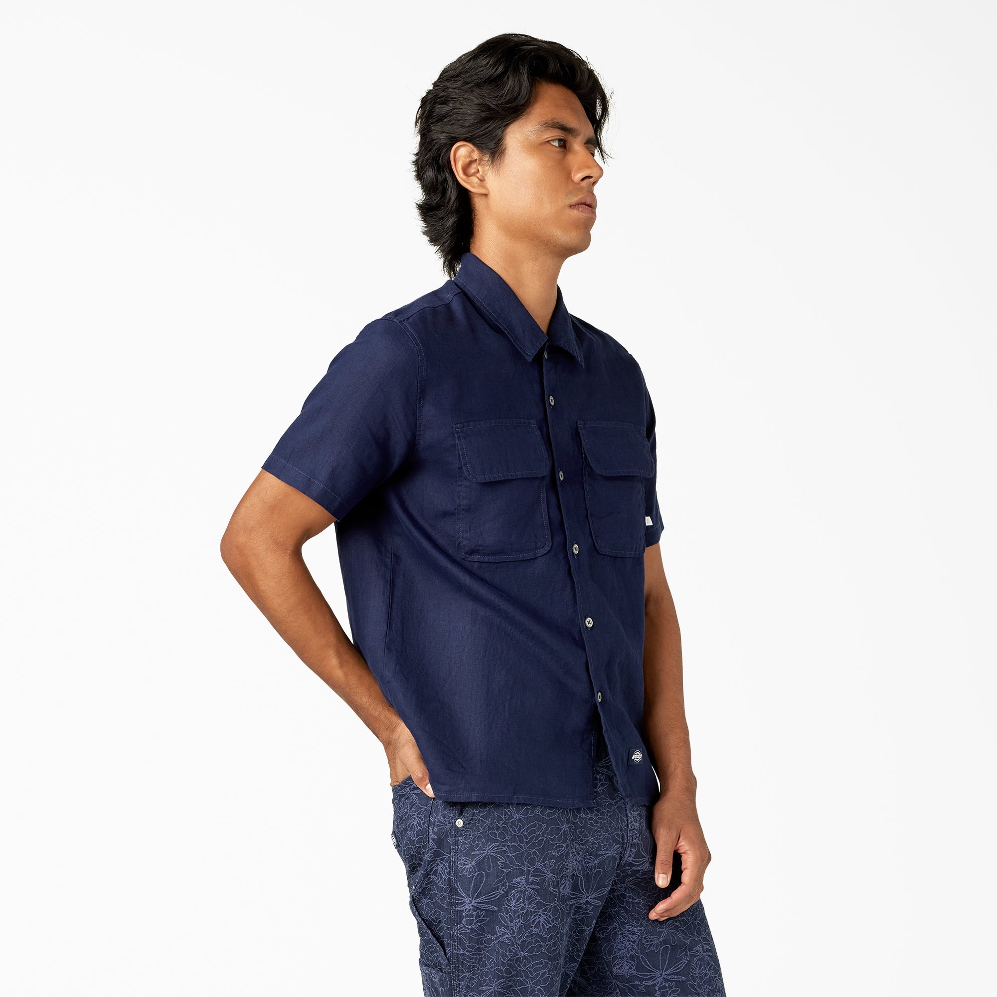 "Short Sleeve Linen Work Shirt"