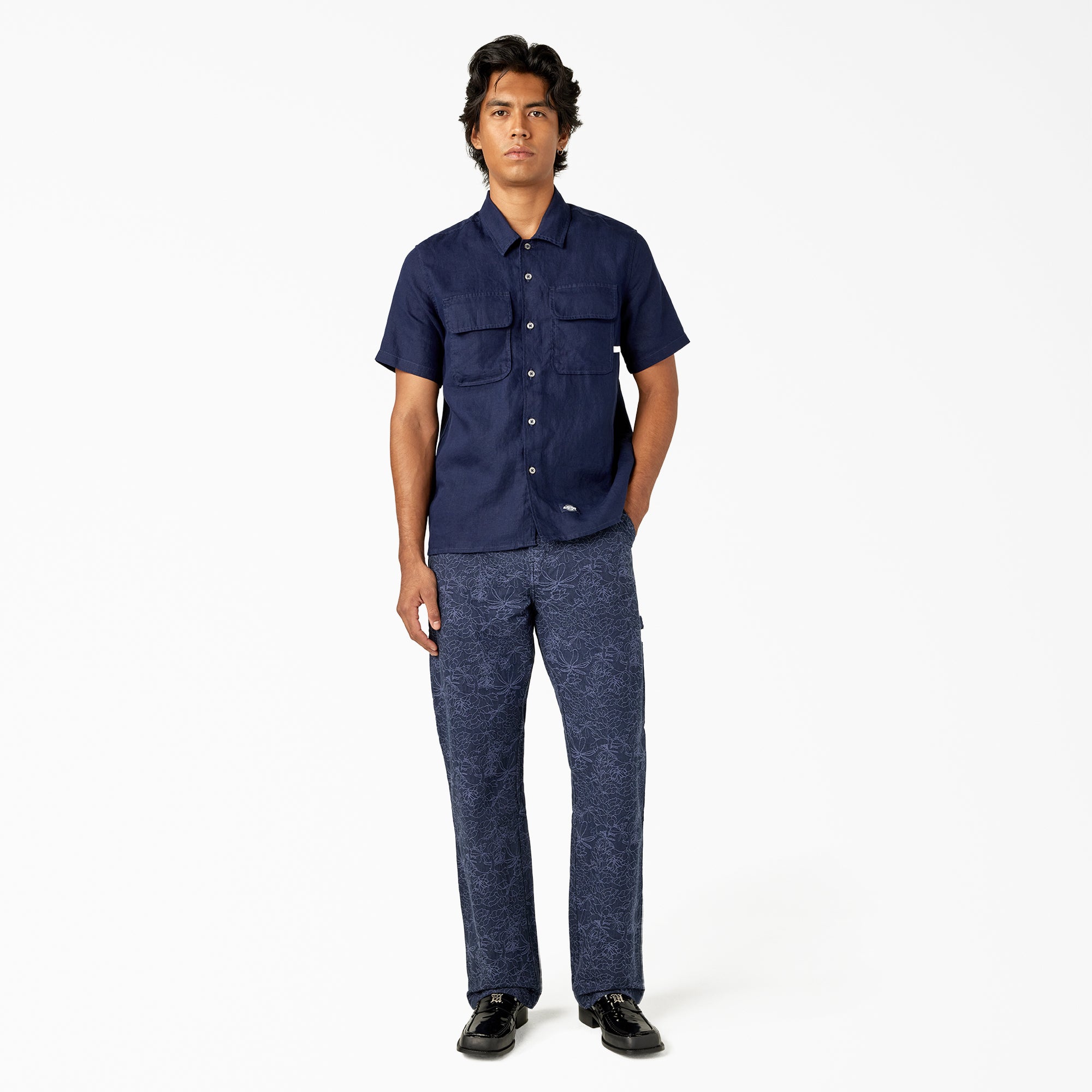 "Short Sleeve Linen Work Shirt"
