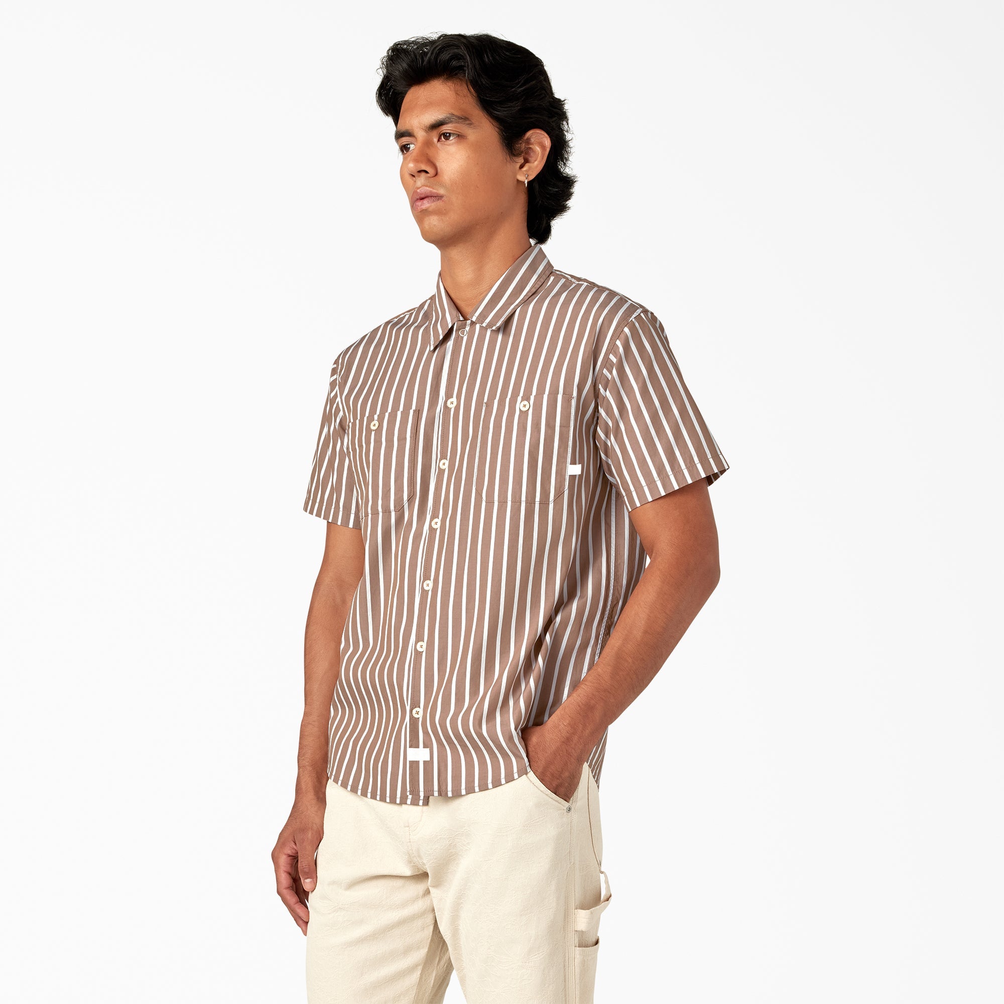 "Short Sleeve Striped Service Shirt"