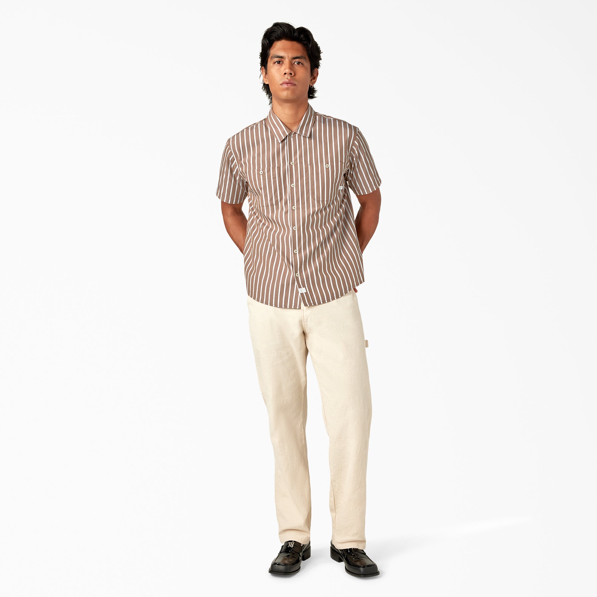 "Short Sleeve Striped Service Shirt"