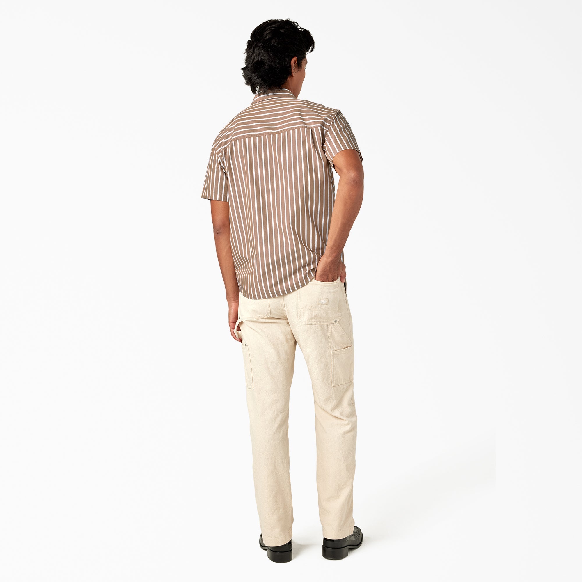"Short Sleeve Striped Service Shirt"