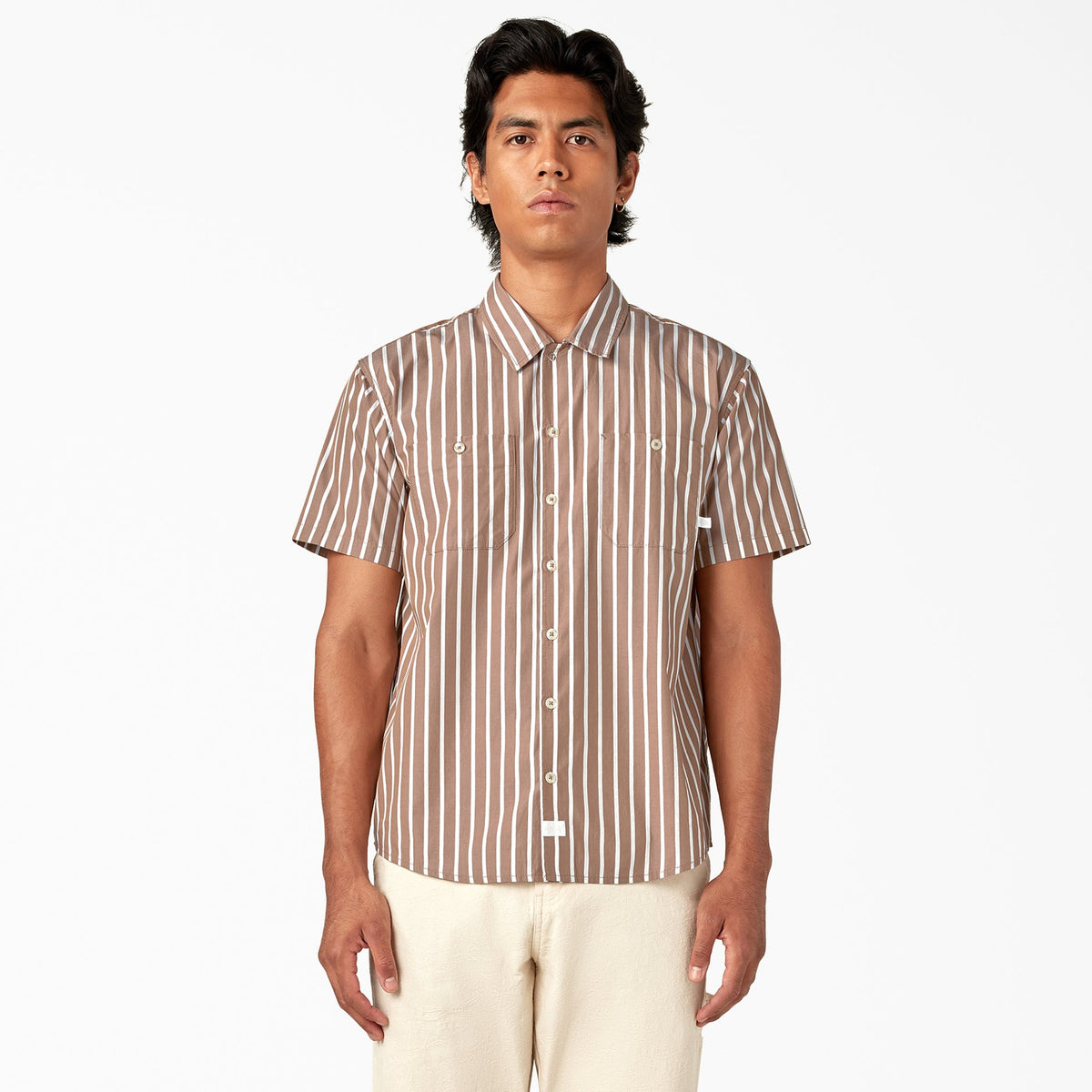 "Short Sleeve Striped Service Shirt"