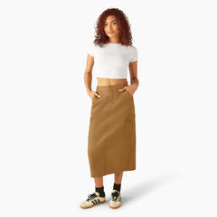 "Women's Duck Canvas Cargo Midi Skirt"