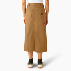 "Women's Duck Canvas Cargo Midi Skirt"