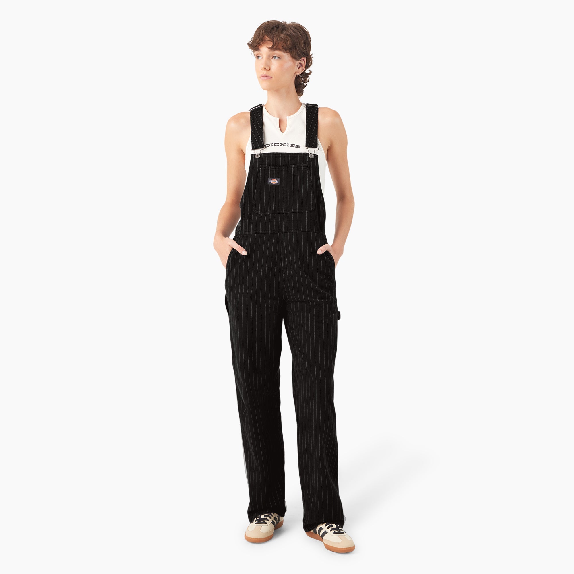 "Women's Pinstripe Service Bib Overalls"