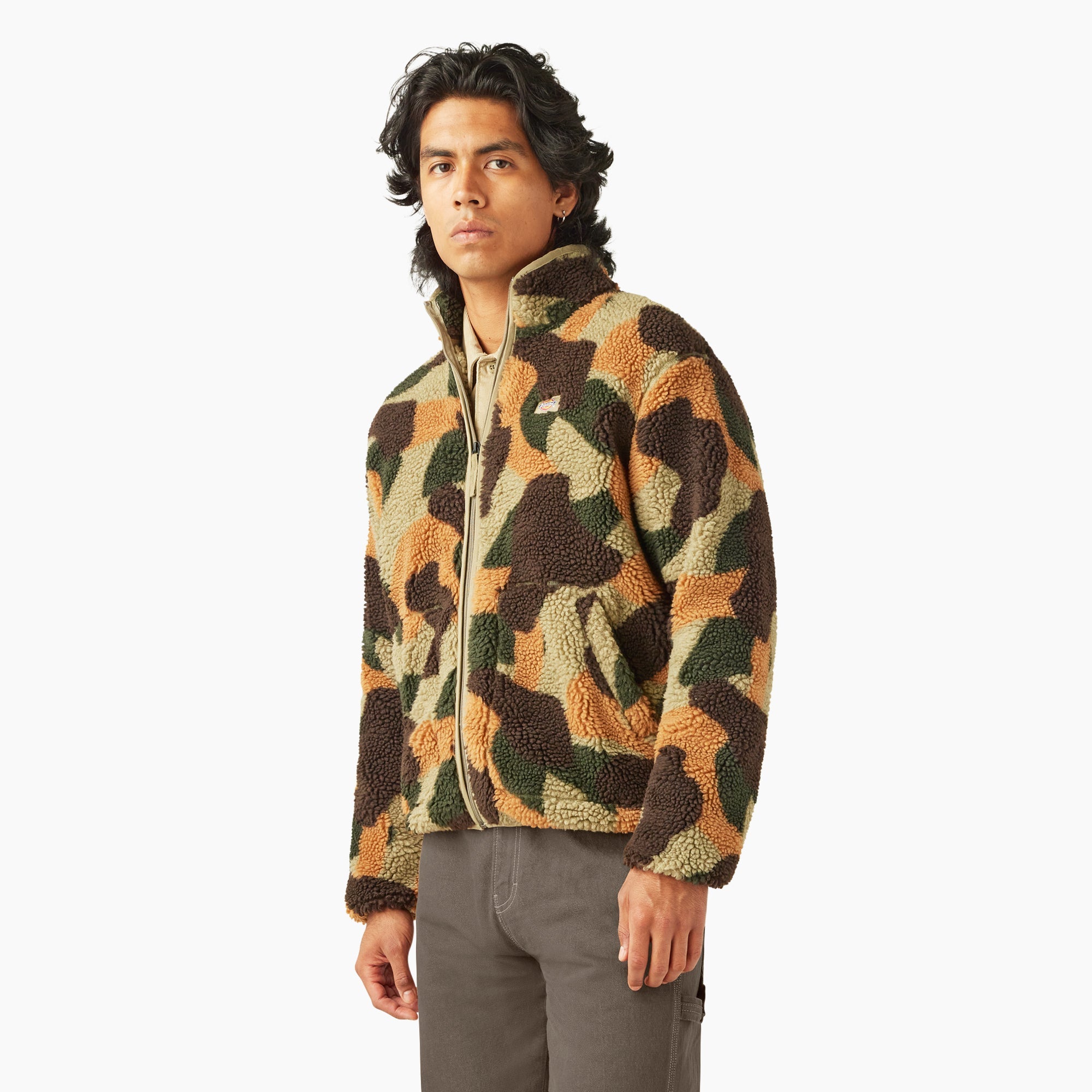 "Relaxed Fit High Pile Fleece Camo Jacket"