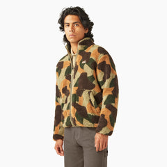 "Relaxed Fit High Pile Fleece Camo Jacket"