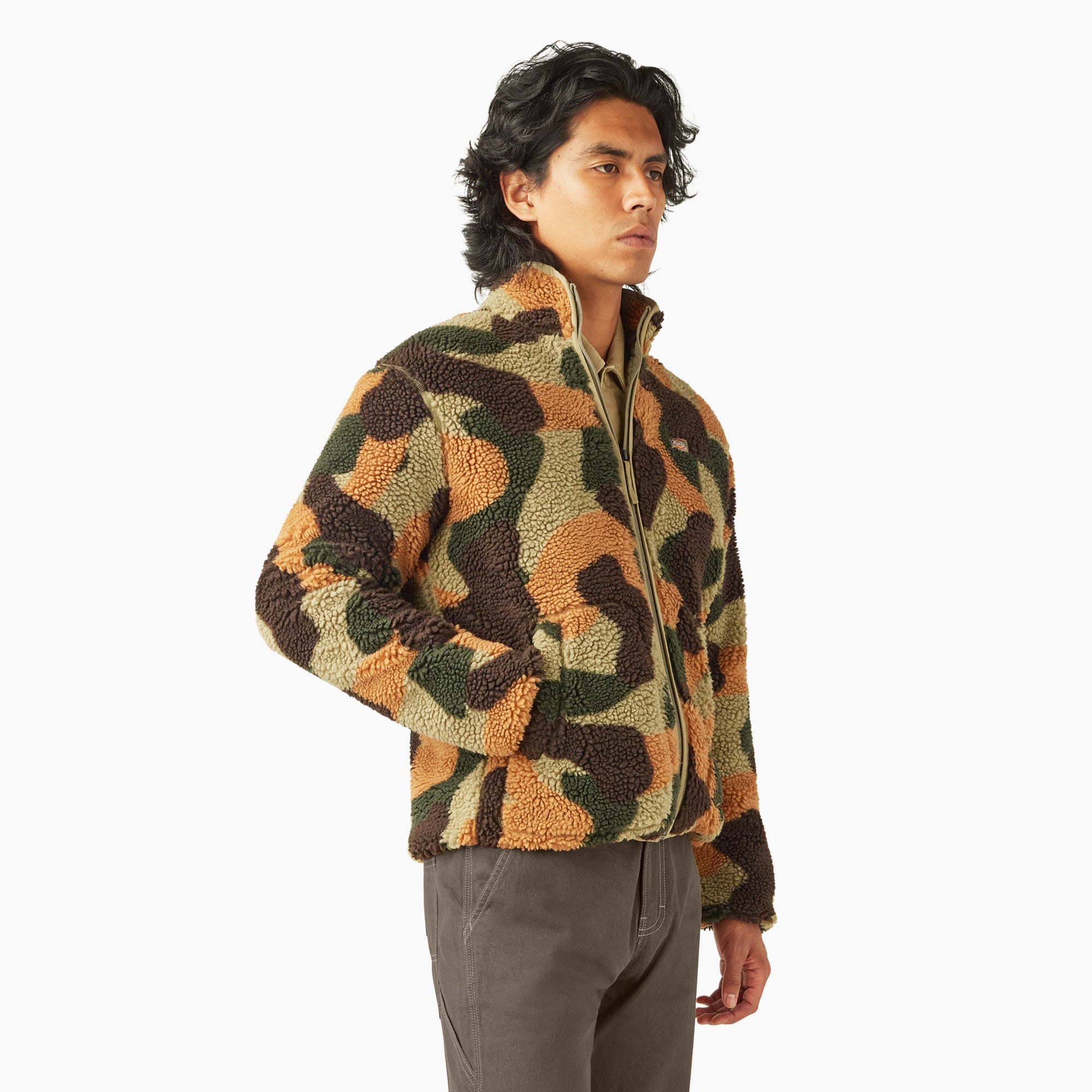 "Relaxed Fit High Pile Fleece Camo Jacket"
