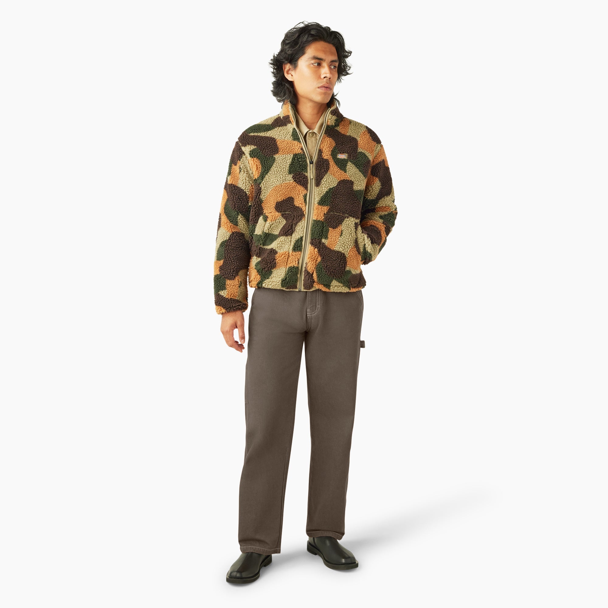 "Relaxed Fit High Pile Fleece Camo Jacket"