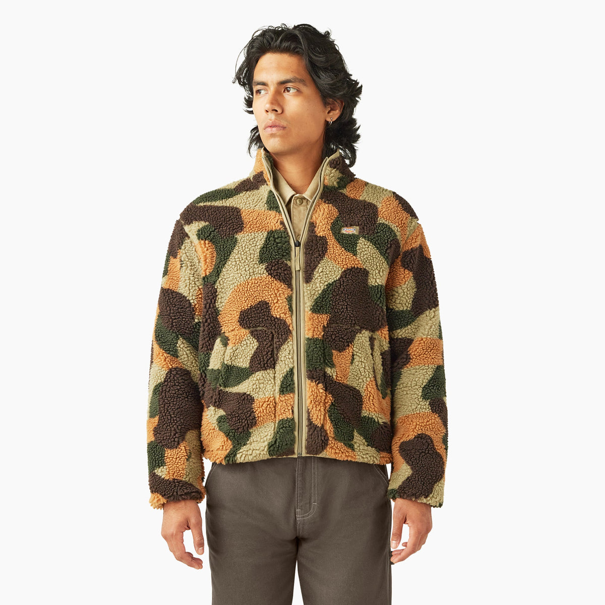 "Relaxed Fit High Pile Fleece Camo Jacket"