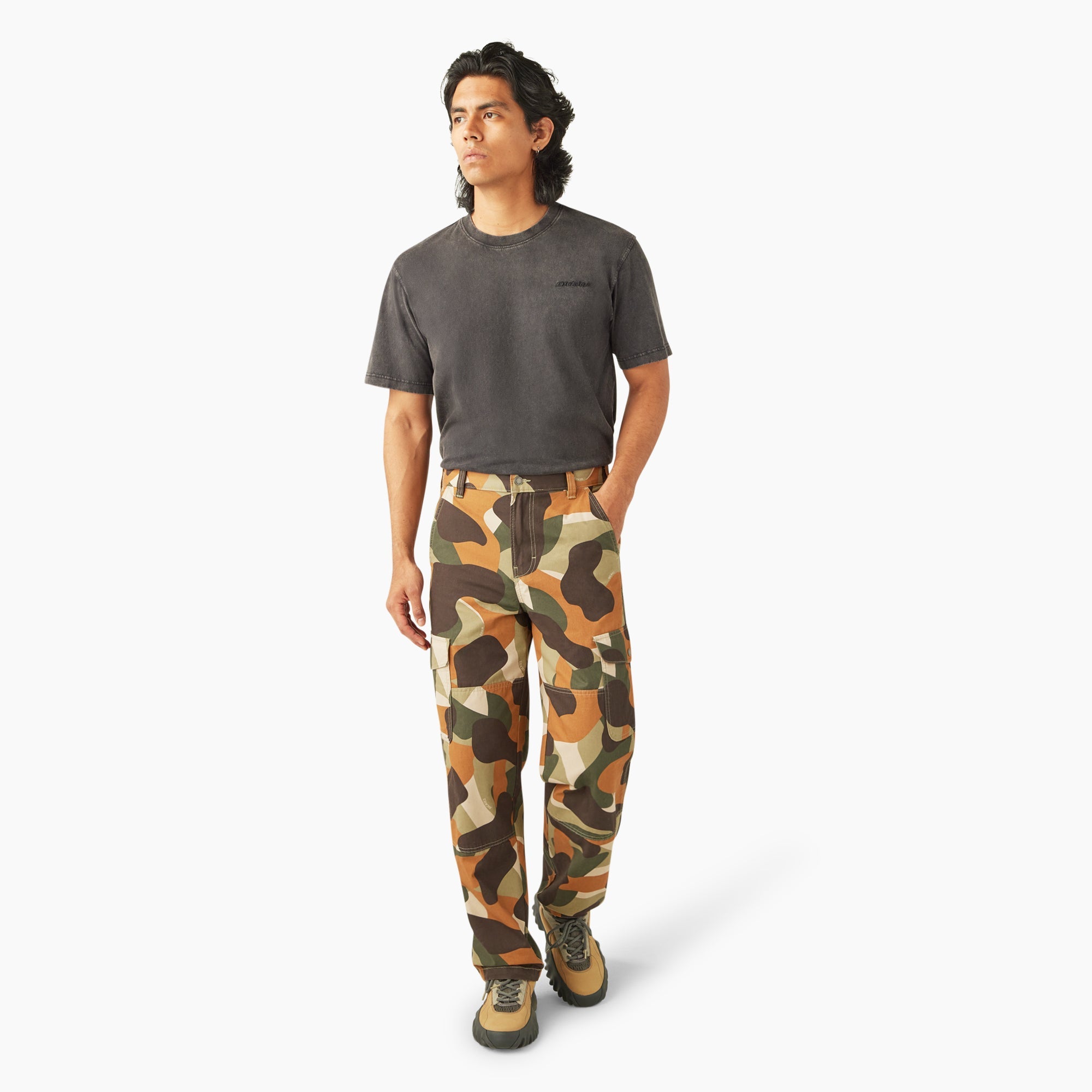 "Camo Print Duck Cargo Pants"