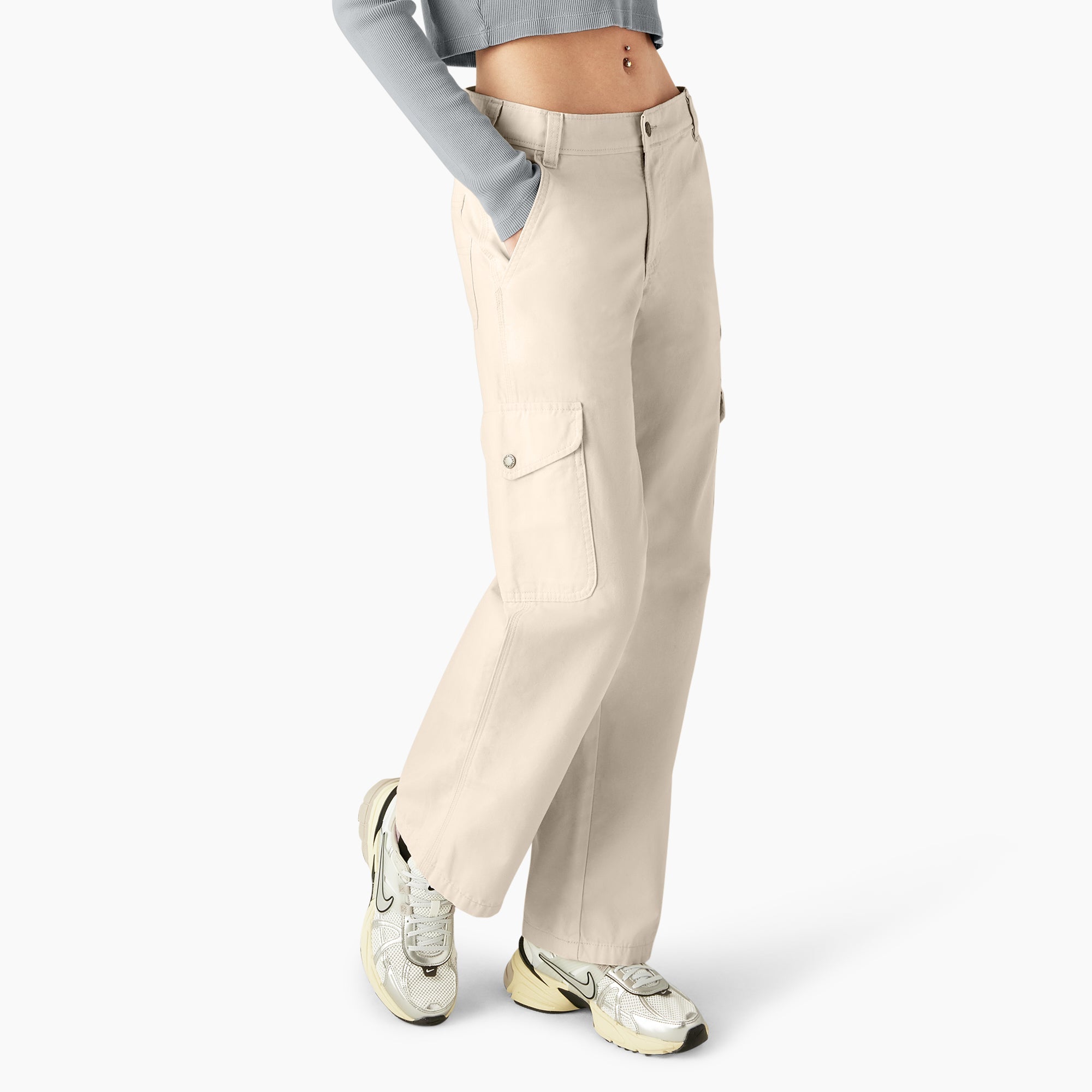 "Women's Relaxed Fit Duck Canvas Cargo Pants"