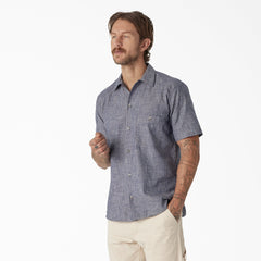 "Dickies 1922 Short Sleeve Striped Chambray Shirt"