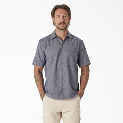"Dickies 1922 Short Sleeve Striped Chambray Shirt"