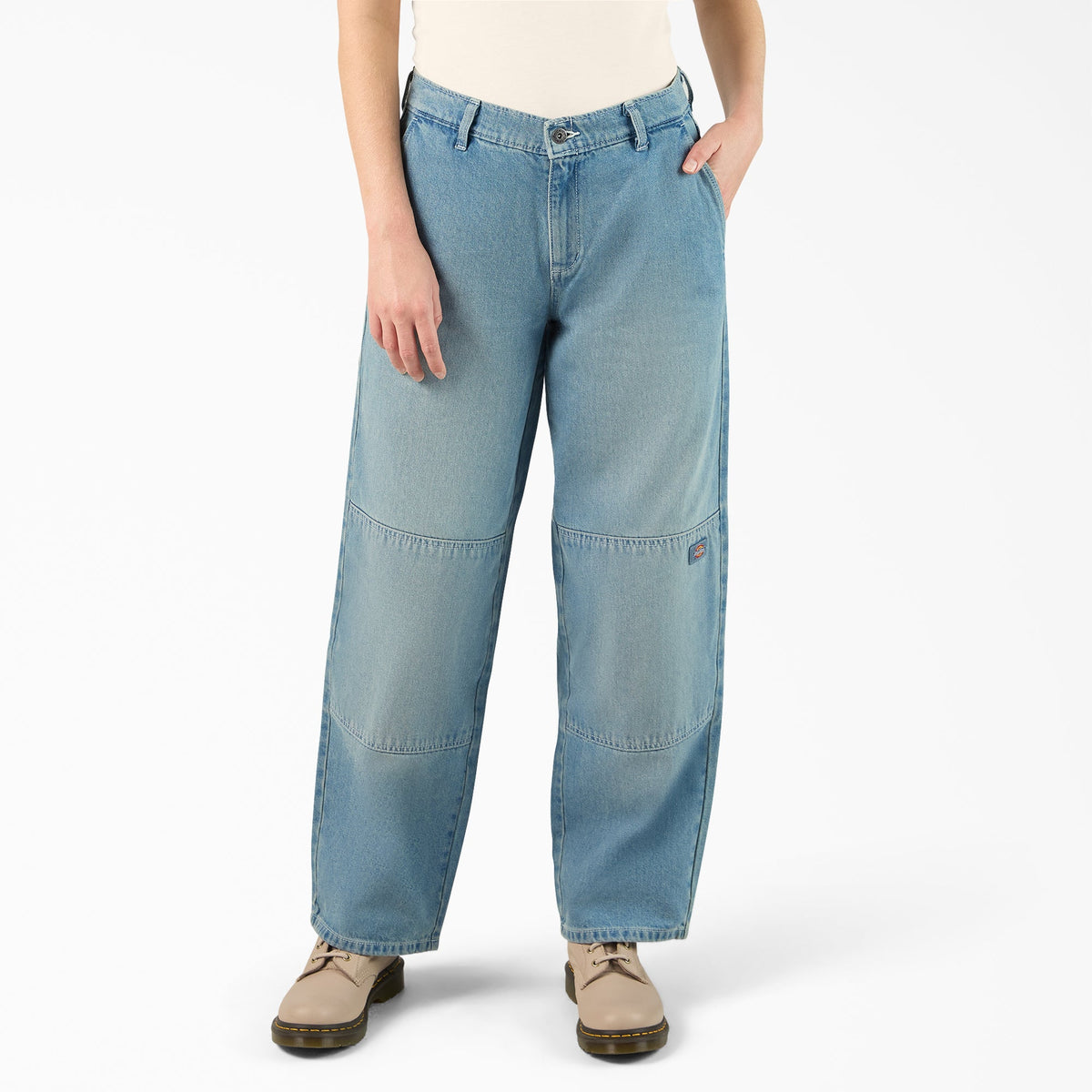 "Women's Loose Fit Double Knee Jeans"
