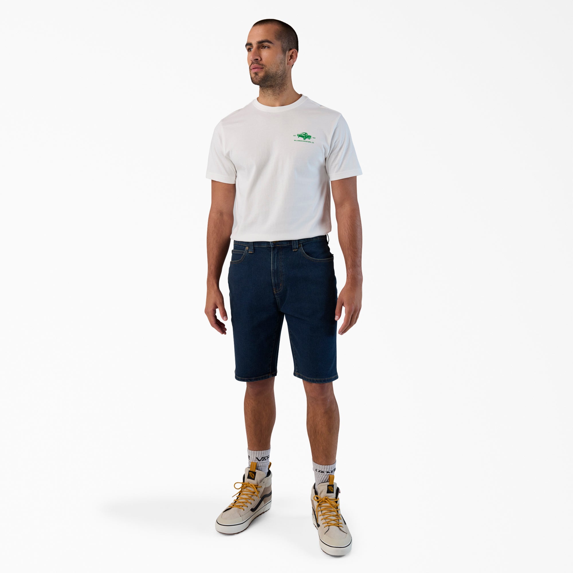 "FLEX 5-Pocket Denim Shorts, 11"""