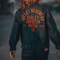 "Dickies x Harley-Davidson® Boxy Fit Embroidered Denim Jacket"