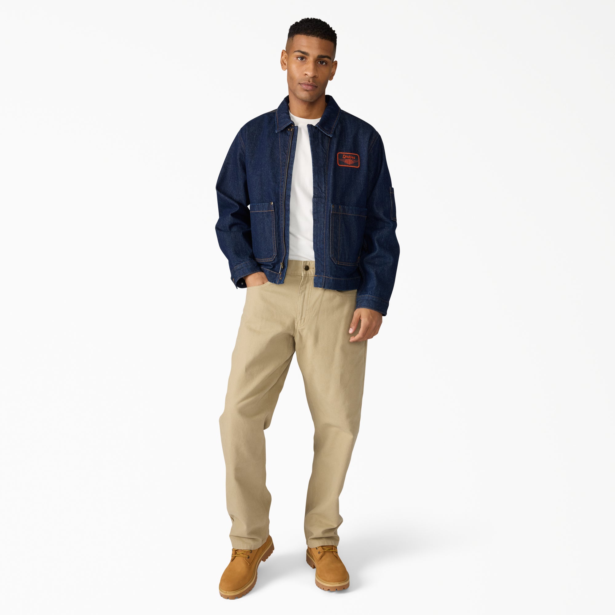 "Dickies x Harley-Davidson® Boxy Fit Embroidered Denim Jacket"