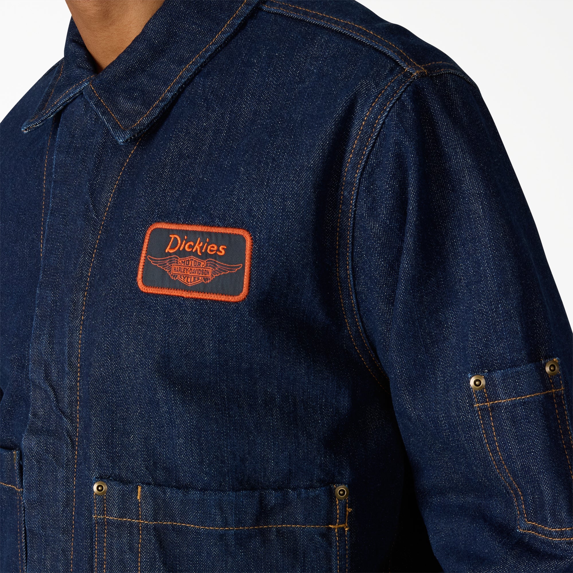 "Dickies x Harley-Davidson® Boxy Fit Embroidered Denim Jacket"