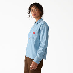 "Women's Lightweight Long Sleeve Denim Shirt"