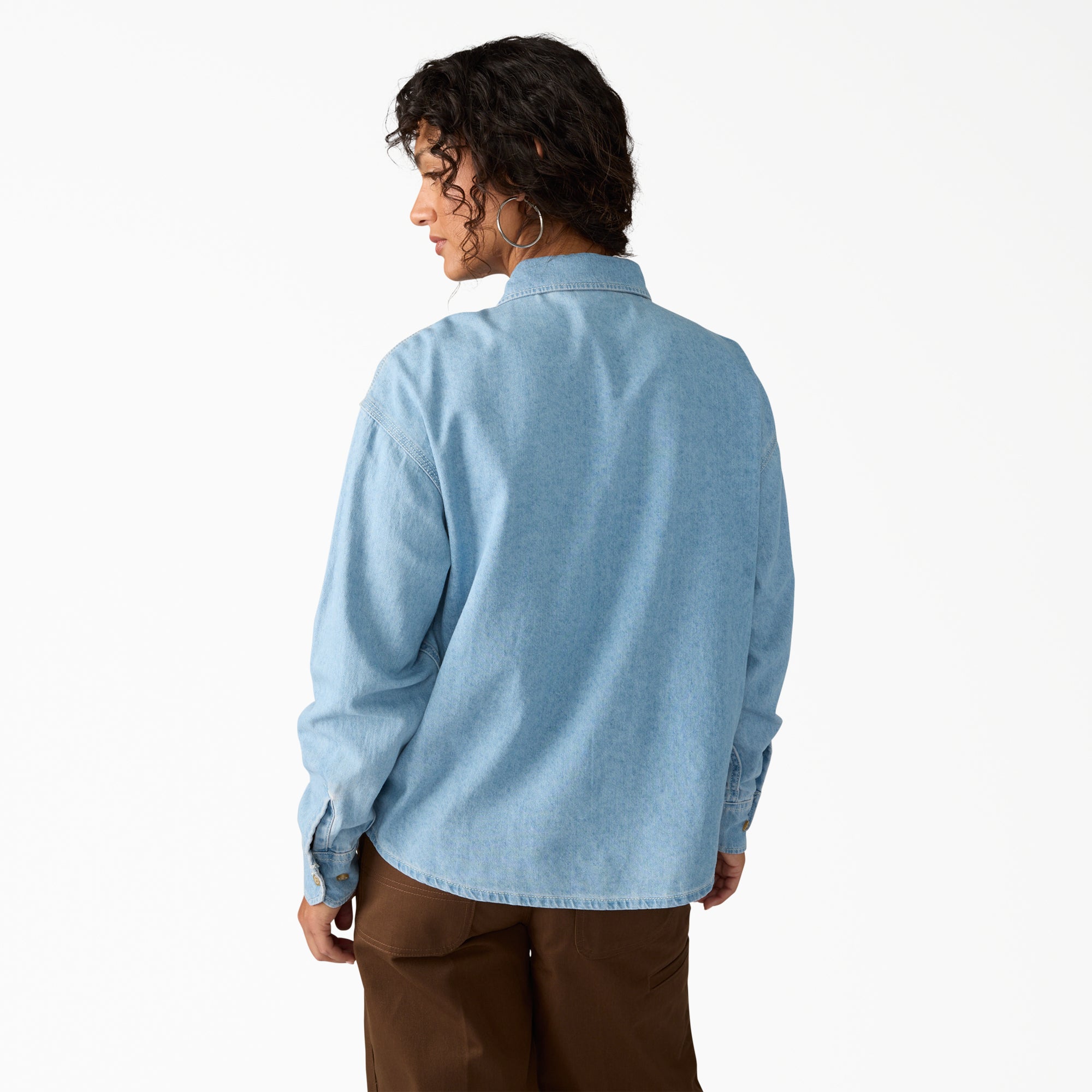 "Women's Lightweight Long Sleeve Denim Shirt"