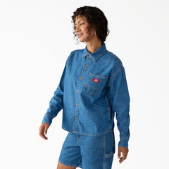 "Women's Lightweight Long Sleeve Denim Shirt"