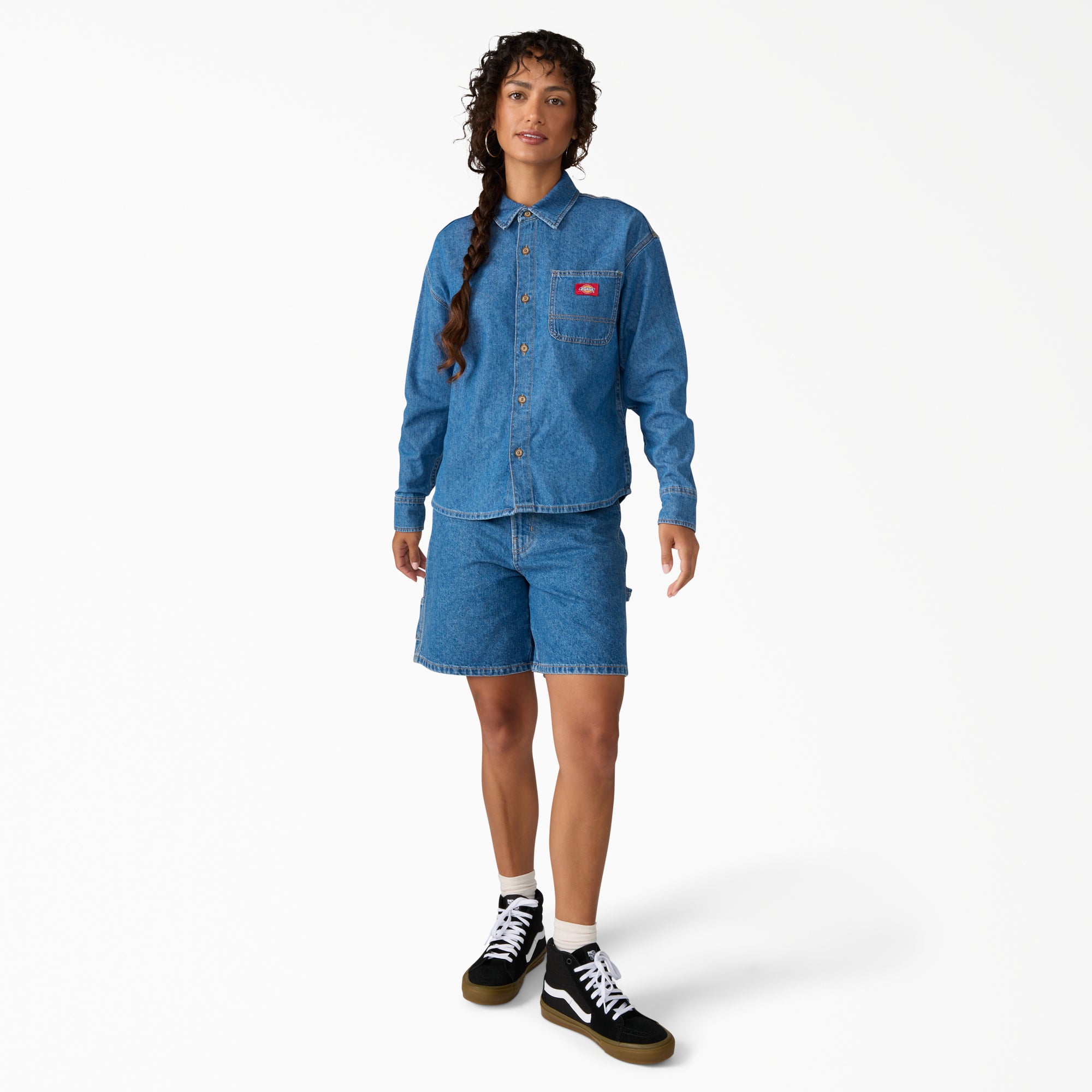 "Women's Lightweight Long Sleeve Denim Shirt"