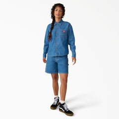 "Women's Lightweight Long Sleeve Denim Shirt"