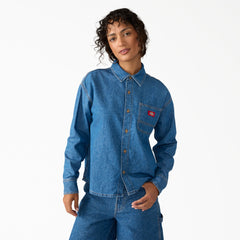 "Women's Lightweight Long Sleeve Denim Shirt"