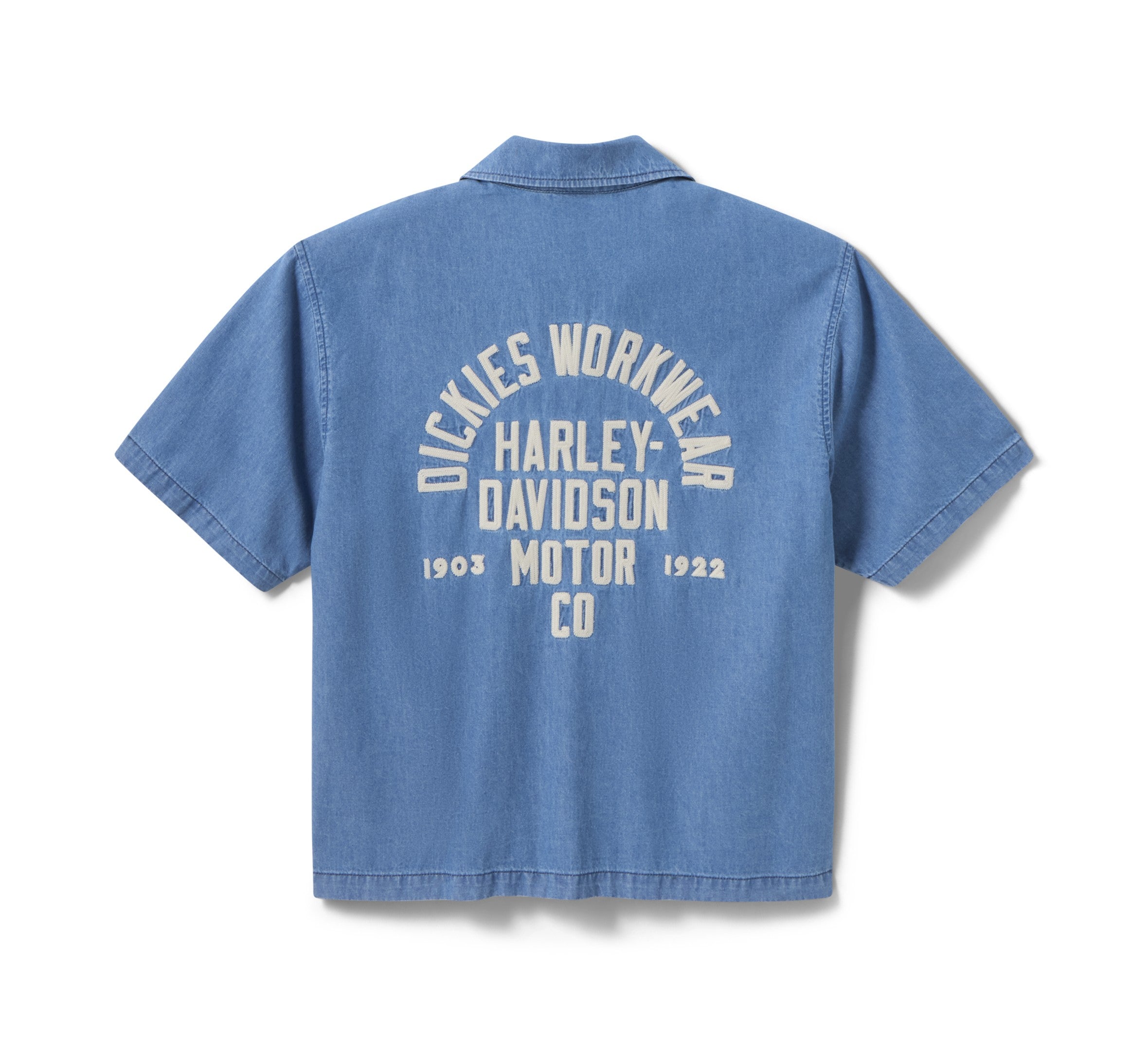 "Dickies x Harley-Davidson® Boxy Fit Chambray Embroidered Work Shirt"