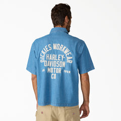 "Dickies x Harley-Davidson® Boxy Fit Chambray Embroidered Work Shirt"