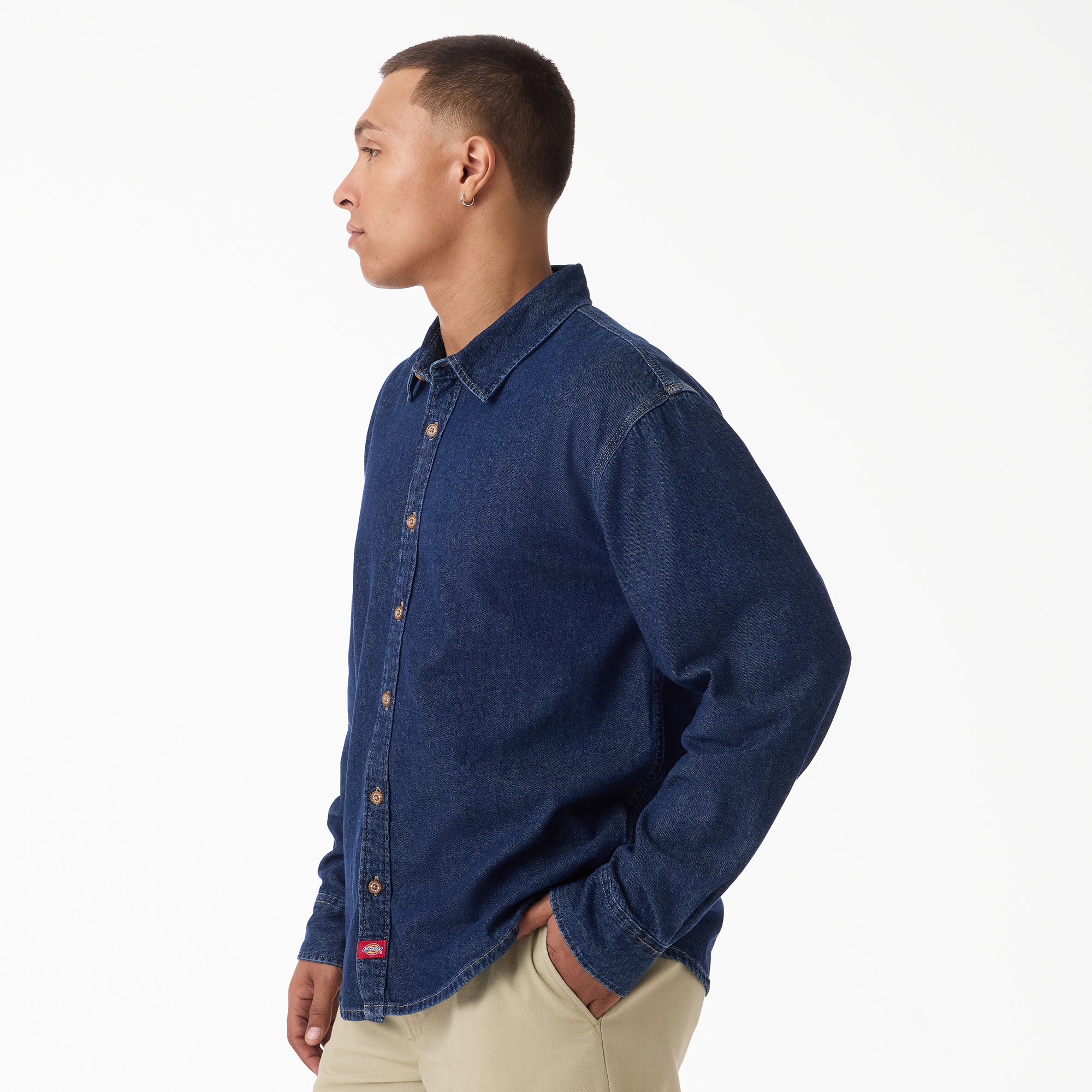 "Lightweight Long Sleeve Denim Shirt"