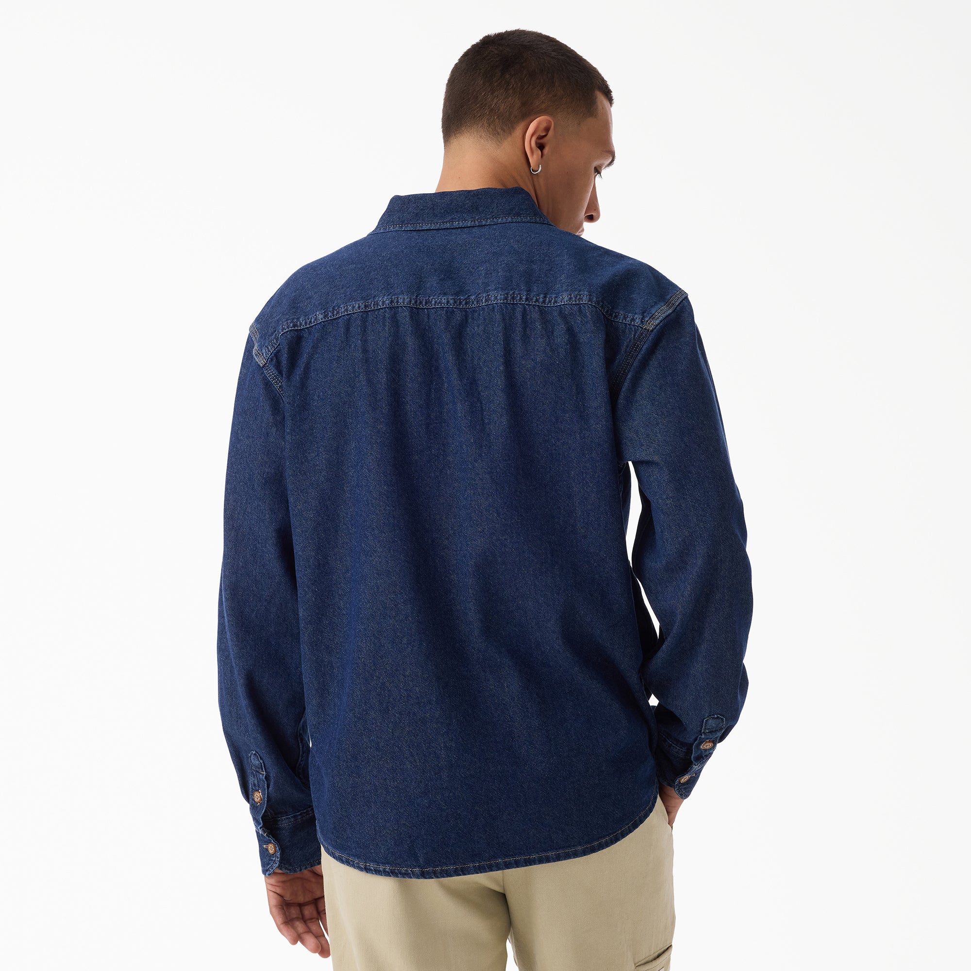 "Lightweight Long Sleeve Denim Shirt"