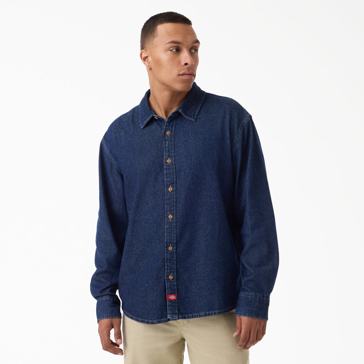 "Lightweight Long Sleeve Denim Shirt"