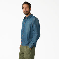 "Lightweight Long Sleeve Denim Shirt"