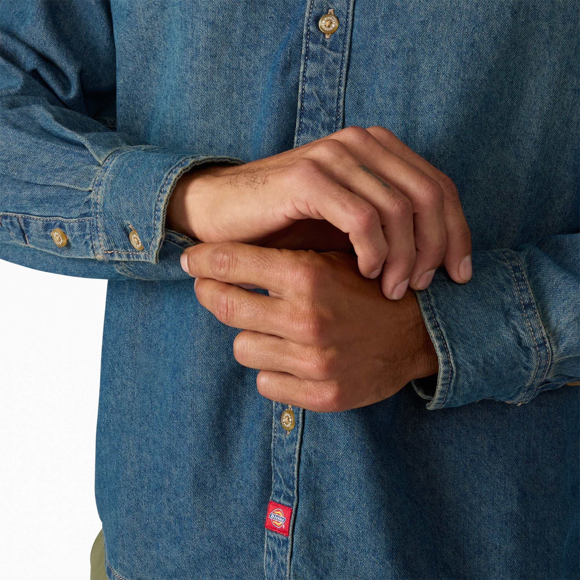 "Lightweight Long Sleeve Denim Shirt"