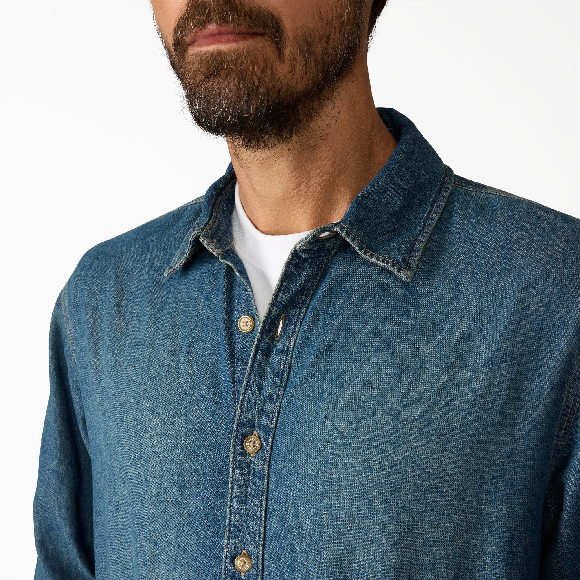 "Lightweight Long Sleeve Denim Shirt"