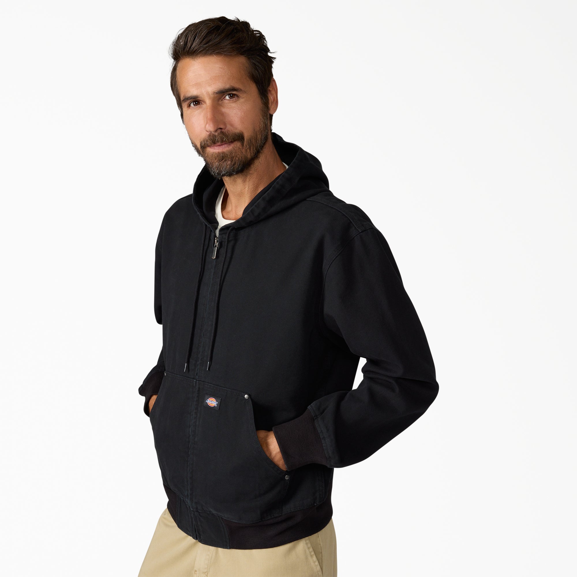 "Unlined Canvas Hooded Bomber"