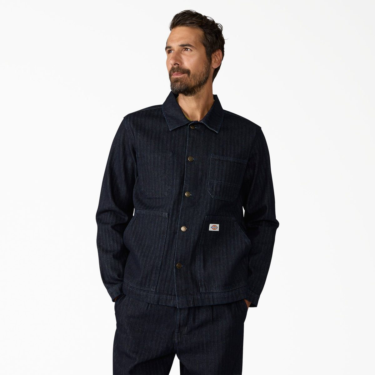 "Selvedge Herringbone Barn Denim Jacket"