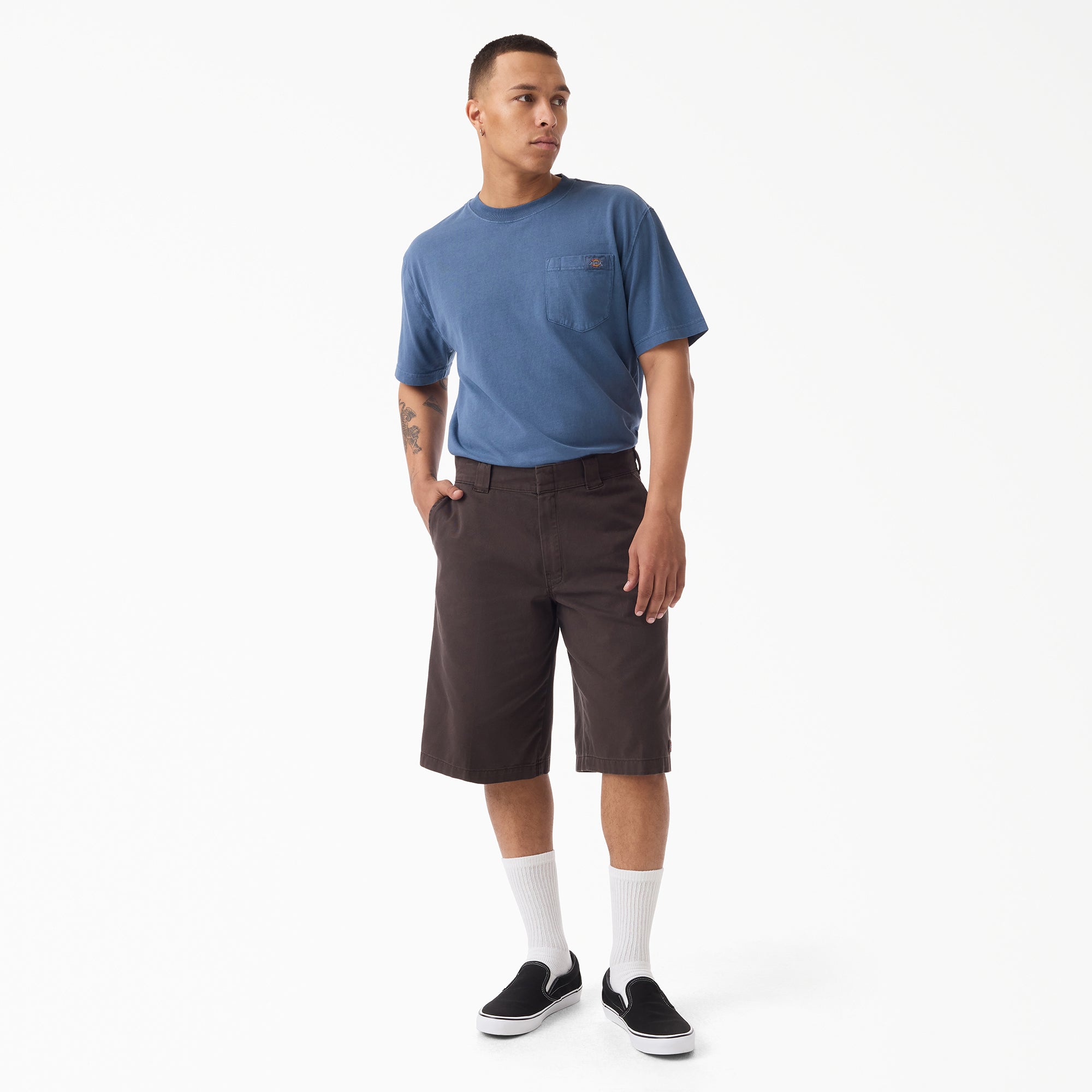 "Worn In Loose Work Shorts, 13"""