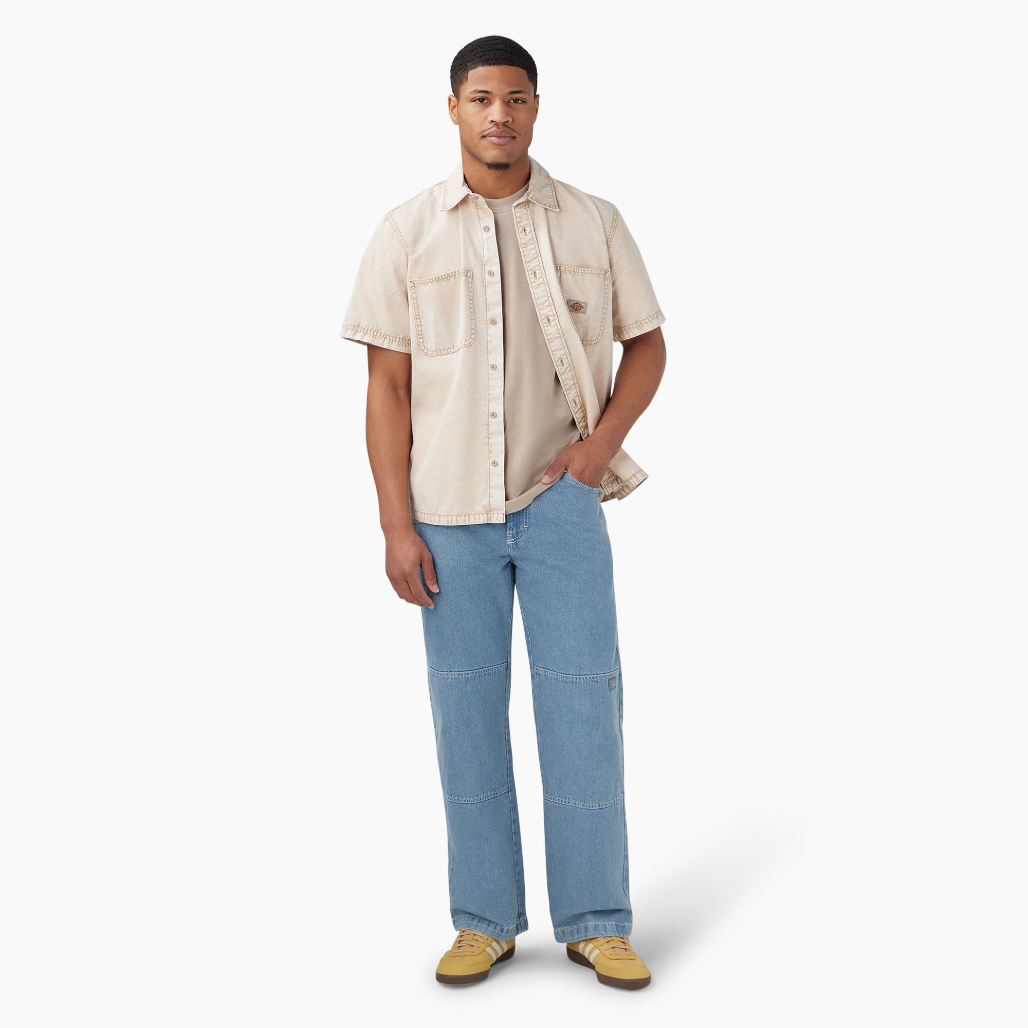 "Loose Fit Double Knee Jeans"