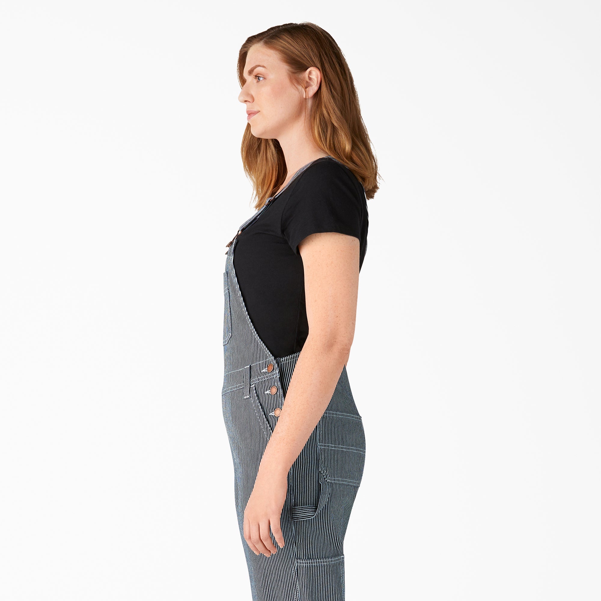 "Women's Hickory Stripe Boyfriend Fit Bib Overalls"