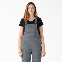 "Women's Hickory Stripe Boyfriend Fit Bib Overalls"