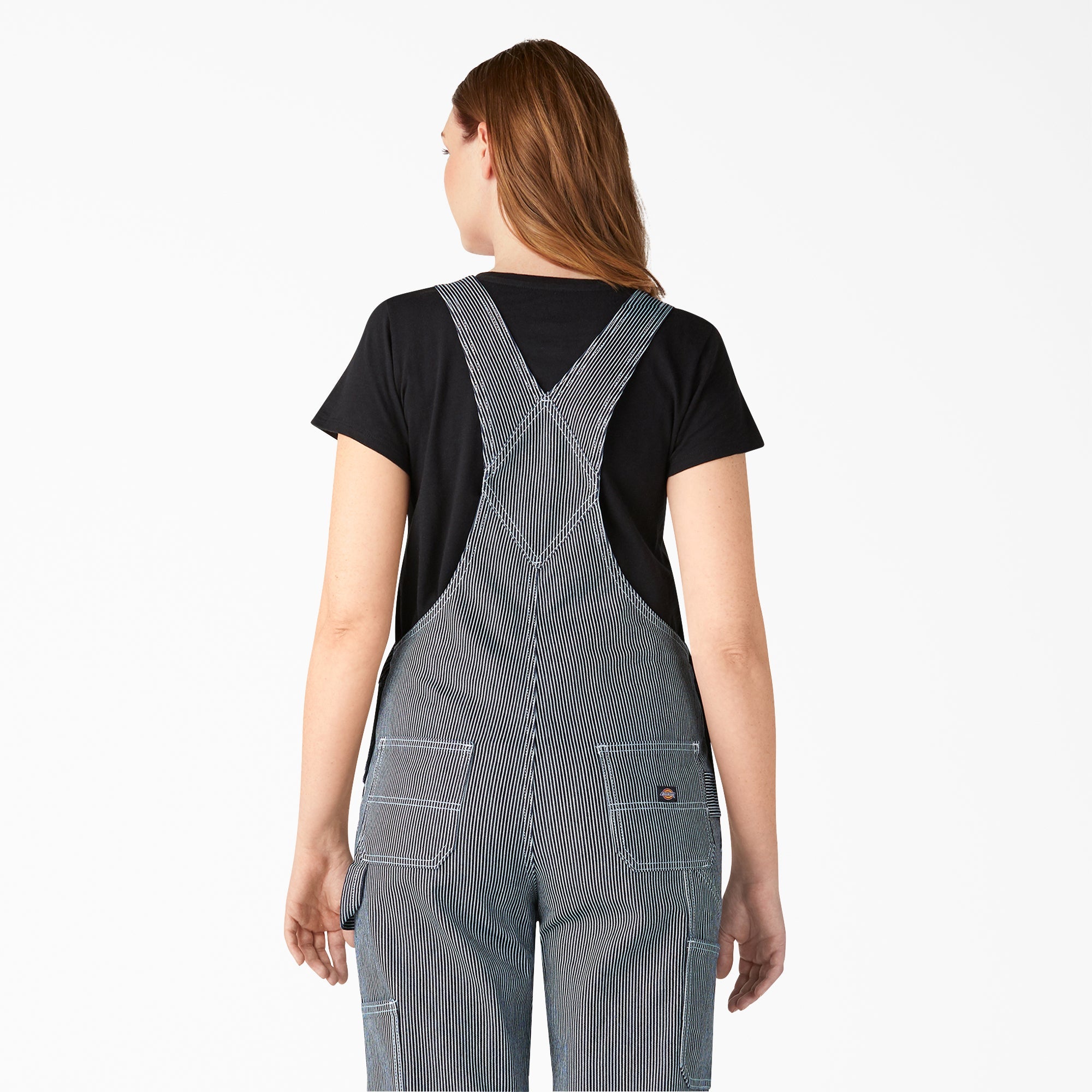 "Women's Hickory Stripe Boyfriend Fit Bib Overalls"