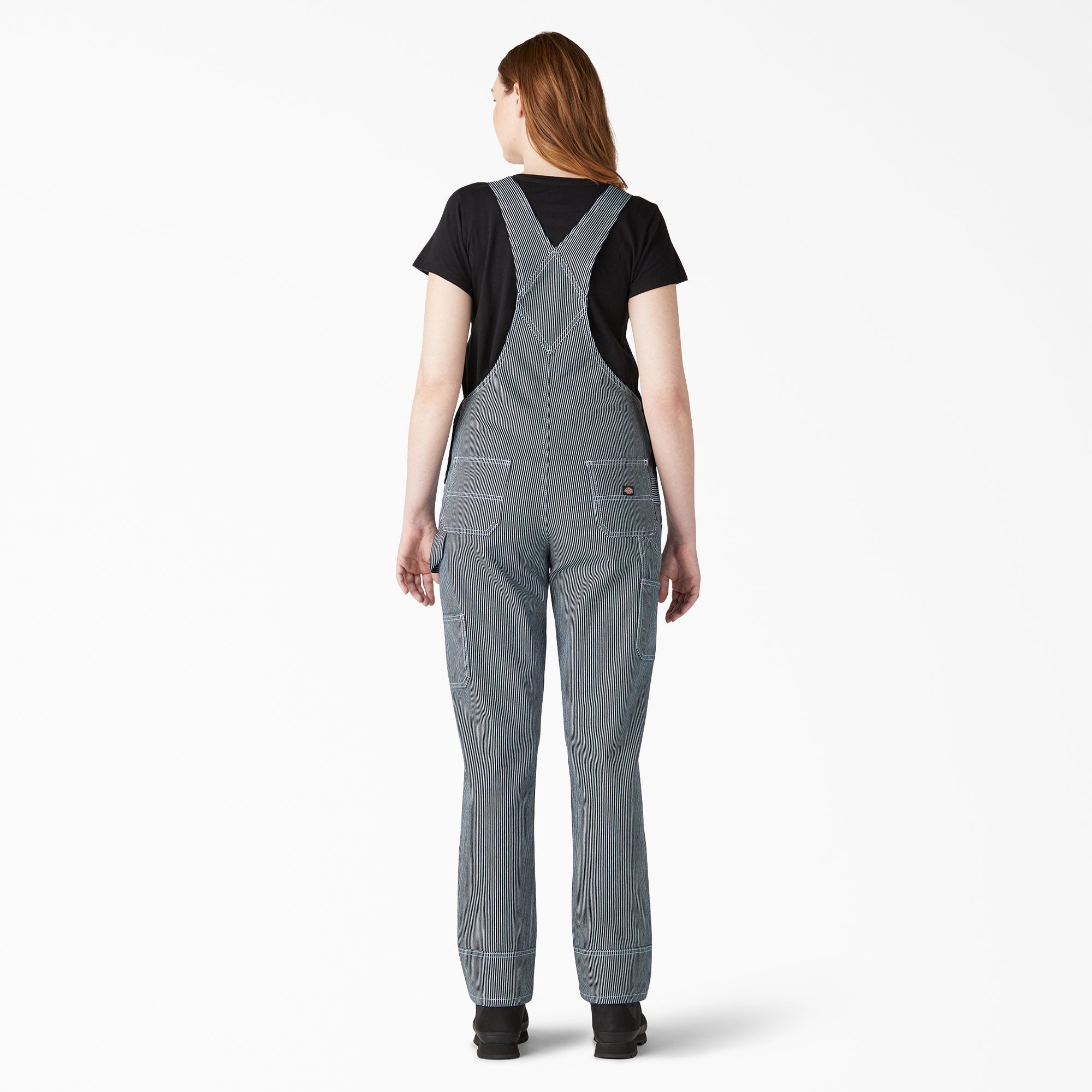 "Women's Hickory Stripe Boyfriend Fit Bib Overalls"