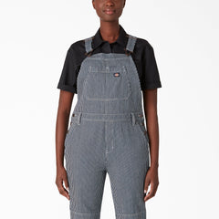 "Women's Hickory Stripe Double Knee Bib Overalls"