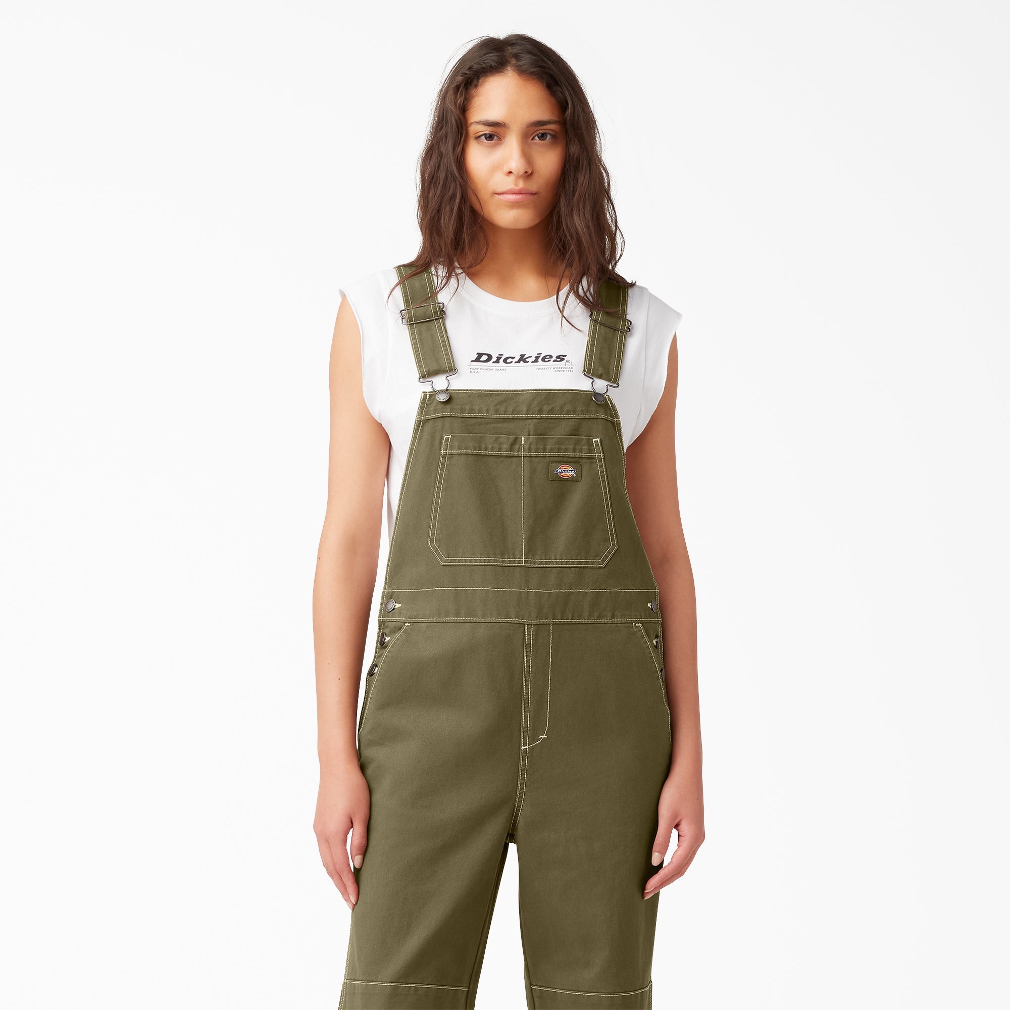 "Women's Cropped Carpenter Bib Overalls"
